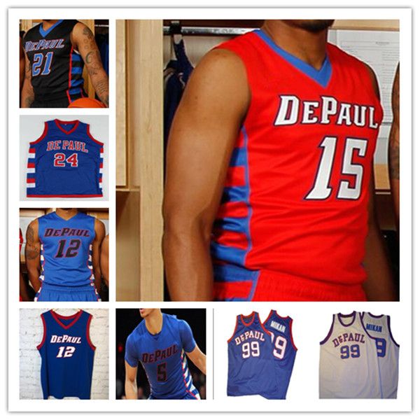 Maillots de basket-ball universitaire personnalisés DePaul Blue Demons Jalen Terry Courvoisier McCauley Yor Anei Javon Freeman-Liberty David Jones Brandon Johnson Nick Ongenda 4XL