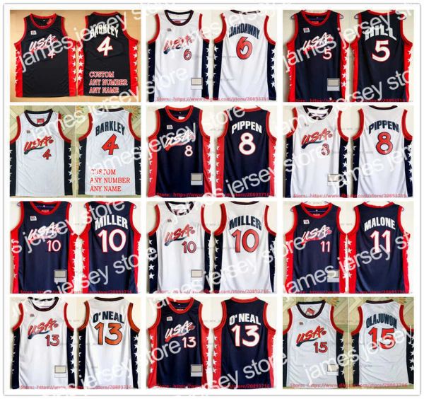 Custom College Basketball porte Mitchell et Ness 1996 USA Dream Team Basketball Jerseys Homme Femmes Jeunes Enfants Hakeem Olajuwon Penny Hardaway