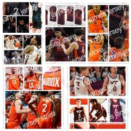 AANGEPASTE College Basketball draagt Virginia Tech Hokies Mens jeugd aangepaste gestikte basketbalshirts Grant Basile Darren Buchanan Jr. John Cam
