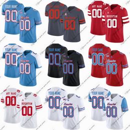 Aangepaste College Houston Cougars voetbalshirts Joseph Manjack IV CJ Nelson Samuel Padgitt Chance Prosperie Peyton Sawyer Hunter Teichman vier sporttruien