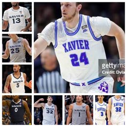 Custom College Jerome Hunter Xavier Basketball Jerseys Hommes Femmes Jeunes Tous cousus Lazar Djokovic Abou Ousmane Dailyn Swain Bob Nunge Brad Colbert