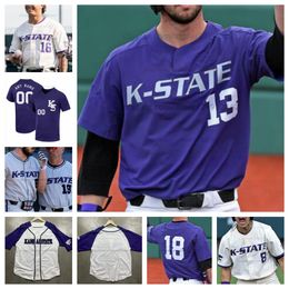 Maillot de baseball Custom College Kansas State Wildcats 0 Jaden Parsons tous cousus maillots pour hommes et femmes 1 Dom Hughes 9 Chuck Ingram 10 Blake Dean 11 Blake Wilson Ty Ruhl