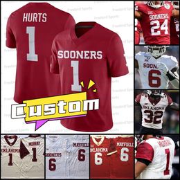 Custom College Oklahoma Football Murray Jersey CeeDee Lamb Bosworth Rattler Mayfield C.Williams Bradford Peterson Brian Bosworth Hombres Mujeres Jerseys juveniles Rojo