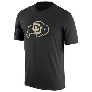 Aangepaste Colorado Buffaloes t-shirt aanpassen mannen college zwarte truien ronde hals korte mouwen t-shirt volwassen maat bedrukte shirts