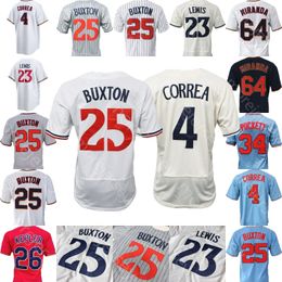 Jersey de béisbol Carlos Correa Royce Lewis Byron Buxton Brooks Lee Emmanuel Rodríguez Max Kepler Julien Miranda Kirby Puckett López Vázquez Jeffers Jenkins