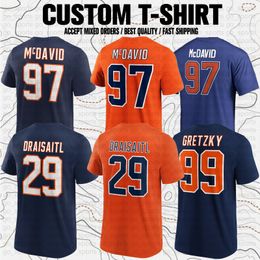 Camiseta personalizada con la marca Connor McDavid Wayne Gretzky Leon Draisaitl Stuart Skinner Mark Messier Zach Hyman USA Hockey Club Fans