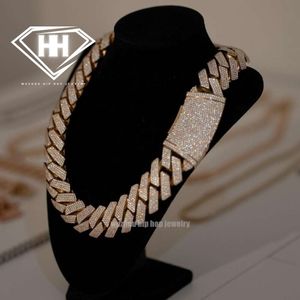 Aangepaste Crazy Dikke 30Mm Link Chain Sterling Sier Tester Pass 4 Rijen Uitstekende Cut Diamond Moissanite Cubaanse Ketting