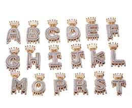 Couronne personnalisée goutte à goutte initiales lettres à bulles colliers pendentif pour hommes femmes cubique zircon hip hop bijoux avec chaîne de corde de 20 pouces 1994275