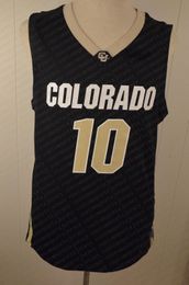 custom CU Buffs Colorado Buffaloes #10 NCAA College Basketbal Jersey Zwart Gestikt Aanpassen elk nummer naam MANNEN DAMES JEUGD XS-5XL