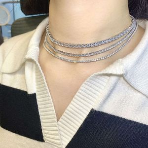 Aangepaste Cubaanse ketting link Chunky 925 zilveren kubieke diamant fijne sieraden 3 mm 4 mm choker tennis Zirconia hip hop ketting voor vrouwen