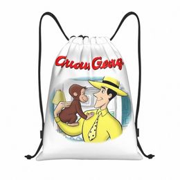 Sac à cordon Curious George Curious Men Femmes Lightweight Sports Gym Rangement Backpack R09J #