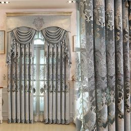 Rideaux personnalisés pour salon salle à manger chambre rideau en chenille abat-jour brodé luxe Style européen gris porte fenêtre décor 220511