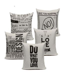 Aangepaste kussens zwart wit elegante letter kussenhoes decoratieve kussens voor sofa thuis bubble stoel geweven linnen sierkussen7601727