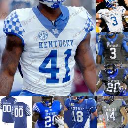 CUSTOM Personnalisé 2023 Kentucky Wildcats Football Jersey NCAA College Lynn Bowden Benjamin Snell Josh Allen Akeem Hayes Kavosiey Smoke Couch Cob