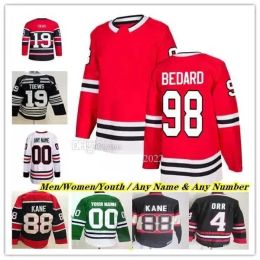 PERSONALIZADO Personalizado Chicago''Blackhawks''Hockey Jerseys 98 Connor Bedard 4 Seth Jones 19 Jonathan Toews 82 Caleb Jones 43 Colin Blackwell 5 Connor