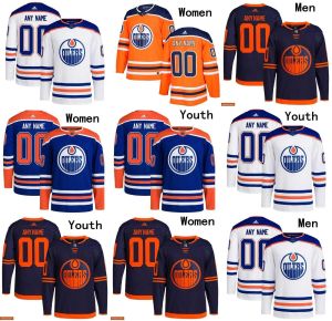 Custom aangepaste Edmonton Men Women jeugd''oilers''hockey truien 55 Dylan Holloway 18 Zach Hyman 91 Evander Kane 13 Jesse Puljujarvi 56 Kailer Y