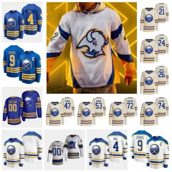 CUSTOM CUSTOM Hot Buffalo Reverse Retro Sabres Jersey Alex Tuch Rasmus Dahlin Owen Power Jeff Skinner Jack Quinn Victor Olofsson Kyle Okposo