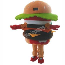 Aangepaste schattige grote hamburger mascotte kostuum topkwaliteit cartoon anime thema karakter volwassenen grootte kerstfeest buitenreclame outfit pak