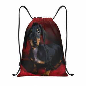 Personnalisé mignon teckel sacs à cordon pour la formation Yoga sacs à dos hommes femmes saucisse Wiener Badger chien sport Gym Sackpack m3Wy #