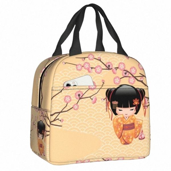 Personnalisé mignon Kokeshi poupée sac à lunch femmes chaud refroidisseur isolé déjeuner Ctainer pour étudiant travail scolaire pique-nique alimentaire sacs fourre-tout G0y3 #