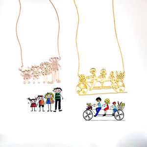 Custom Leuke Hanger Ketting voor Tekening Kunstenaar Kinderen Schilderen Foto Elk Artwork Pattern Kids Personalized Verjaardagscadeau NL2697