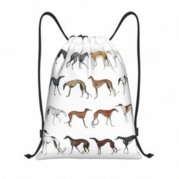 Custom Leuke Whippet Windhond Hond Tasje Vrouwen Mannen Lichtgewicht Greyhound Hound Sport Gym Opslag Rugzak q1j2 #