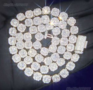 Personnalisé d Vvs Moissanite diamant cubain lien chaîne S925 argent 8mm 12mm grande chaîne de Tennis solide dos Hiphop collier