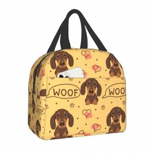 Aangepaste Dachshund Sausage Dog Lunch Bags For Women Cooler thermisch geïsoleerde Bento Box Outdoor Travel Picnic opbergtas L3BS#