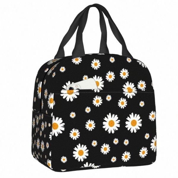 Daisy Floral Floral Sac Femmes Femme plus cool Thermal Isulated Daisies Fr Lunch Box For Kids School Work Picnic Food Tote Sacs N4U3 #