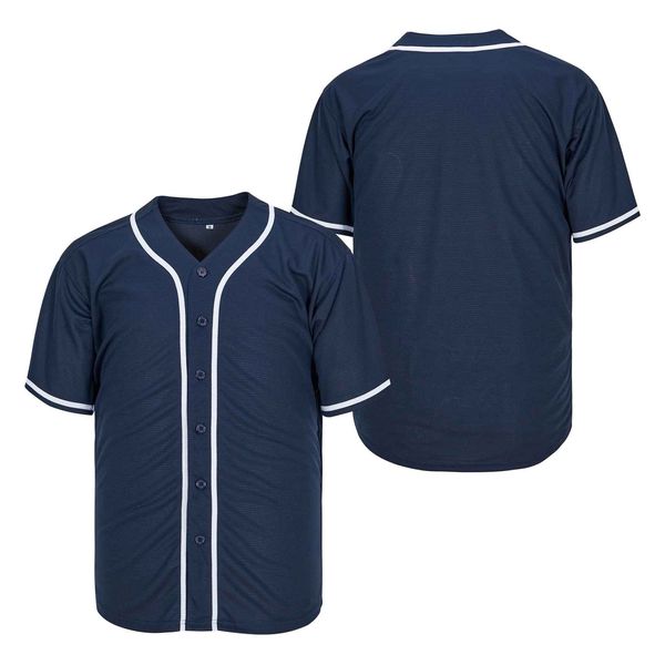 Jersey de béisbol auténtico azul oscuro personalizado Costura Nombre Número Tamaño S-4XL