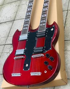 Beste Custom Dark Red Jimmypage 6+12 Strings GSG Electric Guitar Double Neck Guitar JP EDS1275 369