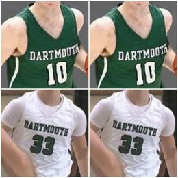 Aangepaste Dartmouth Big Green College basketbal elke naam nummer #10 James Foye 15 Brendan Barry 23 Chris Knight witte NCAA Jerseys S-4XL