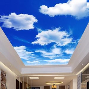Custom decoratie muurschildering 3d plafond muurschildering 3d behang Blauwe lucht en witte wolken woonkamer slaapkamer 3d behang plafond japanse 260G