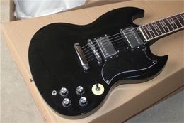 Custom Deluxe Angus Young SG Standard Black Guitarra eléctrica Diapasón de palisandro Grover Tuners Chrome Hardware 2 Pastillas Envío gratis