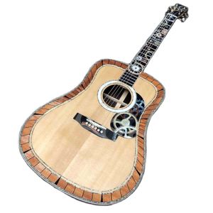 Custom Deluxe D200 Guitare acoustique en épicéa massif Dos et éclisses en palissandre massif avec finition brillante Guitare électrique acoustique folk D-200