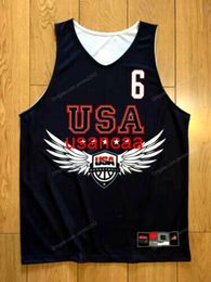 Aangepaste Derrick Rose #6 USA Team Basketball Jersey D.Rose Training American Stitched Blue Size S-4XL Elke naam en nummertruien