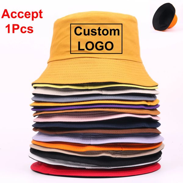 Diseño personalizado Sombrero de cubo de doble cara Tamaño grande Mujeres Hombres Sombreros de pesca de verano Gorra de pescador informal Brim Kpop Bucket Gorras 240102