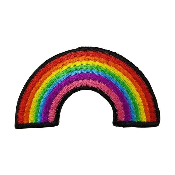 Logotipo de diseño personalizado para parches de arcoíris bordados de tamaño pequeño Coser hierro en Badge Hat 3197