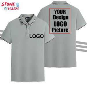 Custom Design Polo Shirt Summer Heren Korte mouw Polo's shirts borduurwerk casual katoen homme mannelijke kleding revers tops 220722