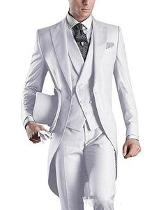 Aangepast ontwerp wit zwart grijs licht grijs paars paars blauw tailcoat heren feestgradenmen pakken in bruiloft tuxedosjacket broek vest-a15269t