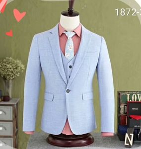 Custom Designe Sky Blue Groom Tuxedos Popular Groomsmen Mens Wedding Dress Excellent Man Jacket Blazer 3Piece Suit (Veste + Pantalon + Gilet + Cravate) 681