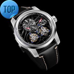 Custom Designer Luxe Polshorloge Automatisch Mechanisch Skeleton Horloge Voor Mannen Automatisch Mechanisch Dubbel Tourbillon Horloge Mannen