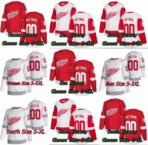 PERSONALIZADO Detroit Red Hockey Jerseys Ala 53 Moritz Seider 38 Robert Hagg 14 Robby Fabbri 11 Filip Zadina 82 Jord an Oesterle 35 Ville Husso 39