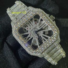 Aangepaste diamanten horloge voor mannen skelet Iced Out Moissanite horloges automatisch polshorloge luxe horloge gratis verzending