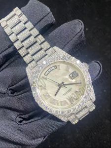 Custom Diamond Watch Mosanite Watch pass de diamant test automatische ETA -beweging 40 mm shell wijzerplaat waterdicht 904 roestvrij staal ingelegde saffierglasset