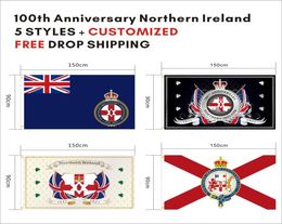 Aangepaste digitale print 3x5ft 19212021 Noord -Ierland Vlag 100 -jarig jubileum Ni UK Ulster British Celebration Banner voor indoor OU9731071