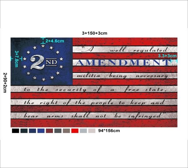 Impression numérique personnalisée 3x5ft drapeaux Deuxième 2e amendement 1791 Vintage American Flag Man Cave Banner pour les supporters et Outdoor Decora1628856