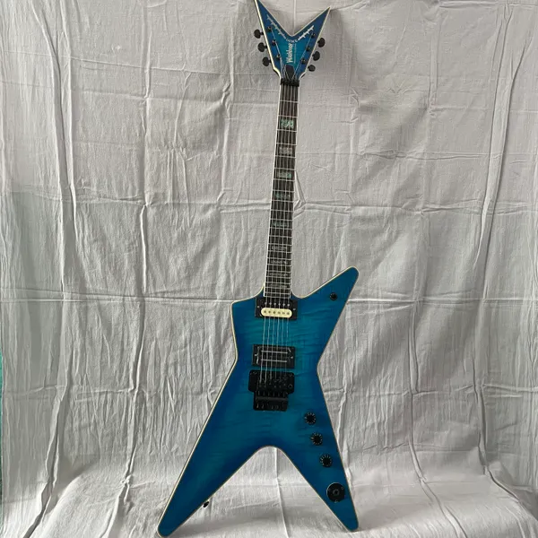 Guitare électrique modèle Signature Dimebag personnalisé, nouvelle incrustation d'ormeau bleu