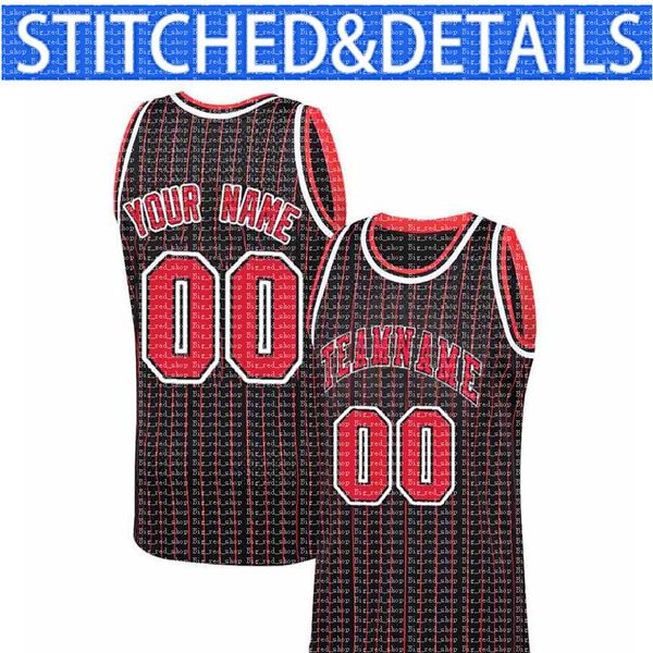 Custom DIY DESIGN Chicago N'importe quel numéro Jersey 00 mesh basketball Sweat personnalisé couture nom de l'équipe et numbe ROUGE BLANC Bande noire