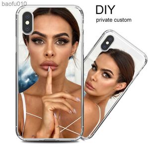 Coque de téléphone photo personnalisée avec nom de bricolage pour IPhone 13 12 Mini 11 Pro 8 7 6s Plus SE X XS MAX XR Coque en silicone souple Fundas L230619